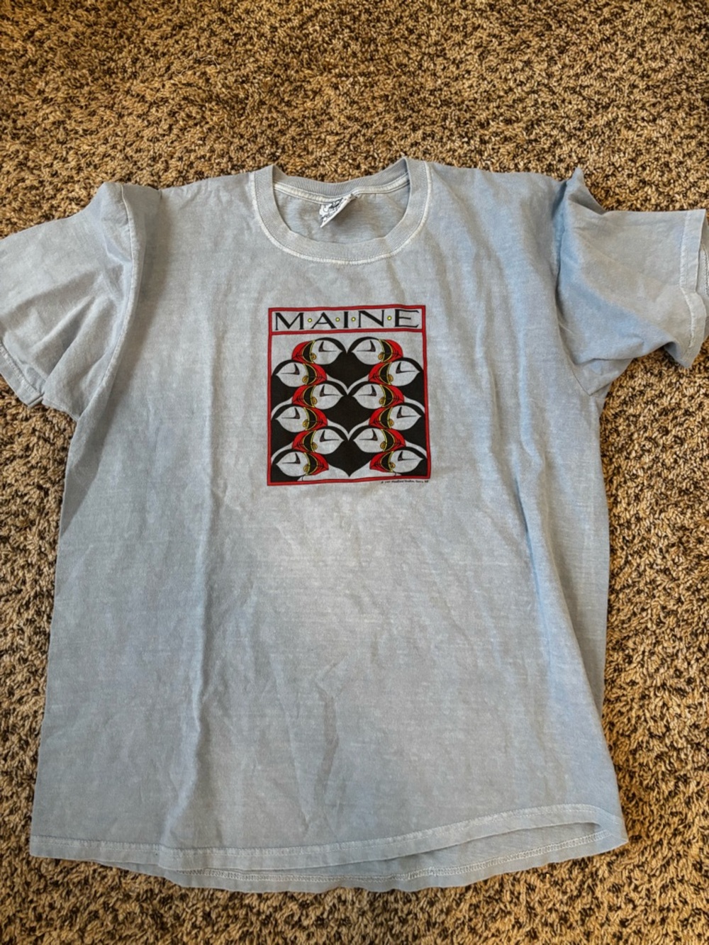 Anvil Light Blue Maine Puffin Graphic Tee